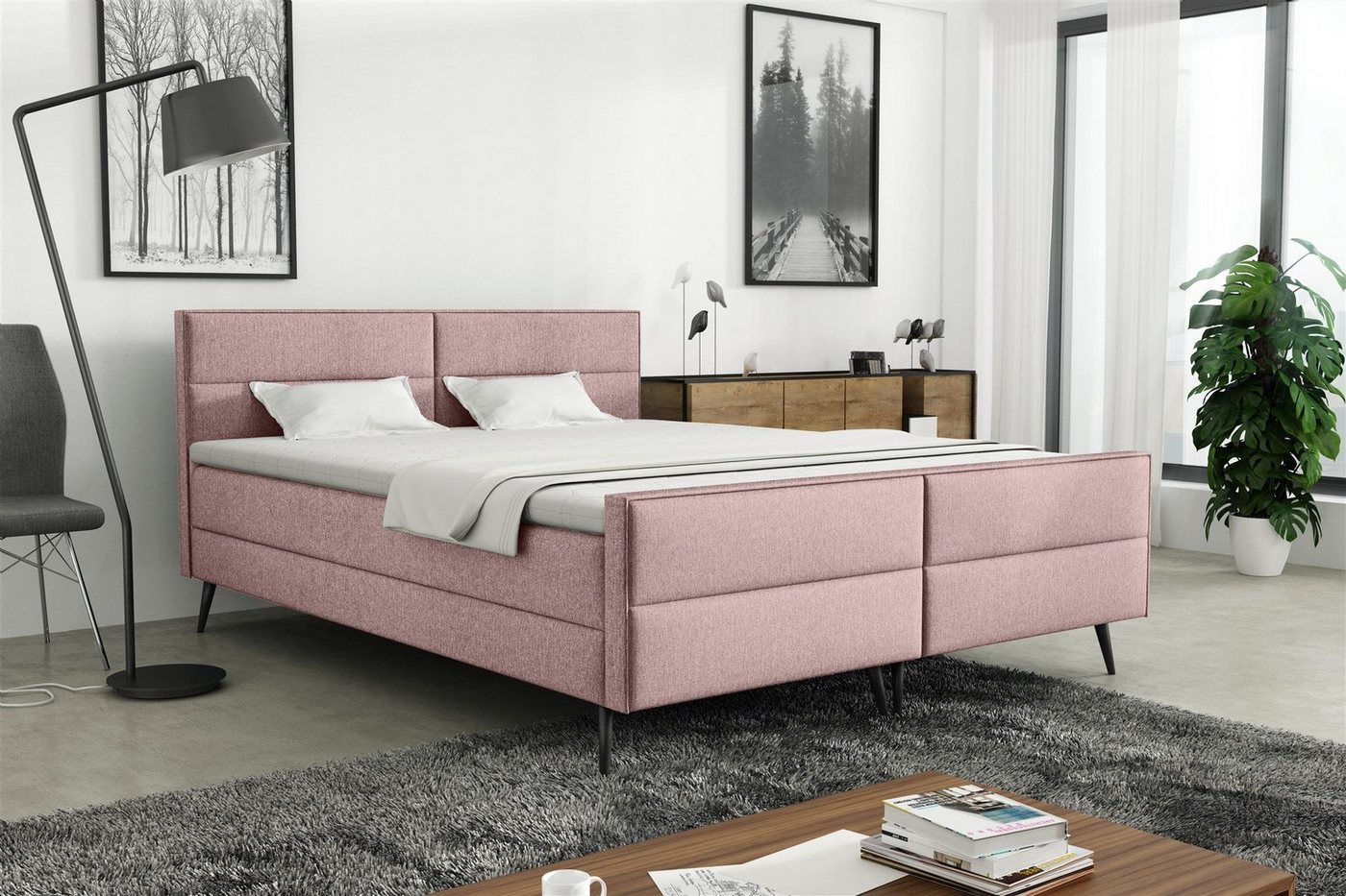 Fun Möbel Boxbett Schlafzimmerbett GRANADA in Stoff (inkl. Topper), frei im Raum stellbar von Fun Möbel