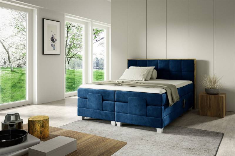Fun Möbel Boxspringbett Schlafzimmerbett HENRY Elektrisch in Stoff Fresh (mit Bonell- und Taschenfederkernmatratze), Fuß- und Kopfteil elektrisch verstellbar von Fun Möbel