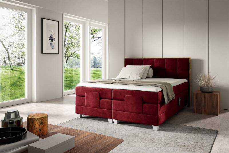 Fun Möbel Boxspringbett Schlafzimmerbett HENRY Elektrisch in Stoff Fresh (mit Bonell- und Taschenfederkernmatratze), Fuß- und Kopfteil elektrisch verstellbar von Fun Möbel