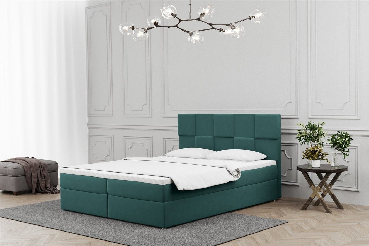 Fun Möbel Boxspringbett Schlafzimmerbett JOLIE in Stoff (auch in Überlänge erhältlich), inkl. Topper und Bettkästen von Fun Möbel