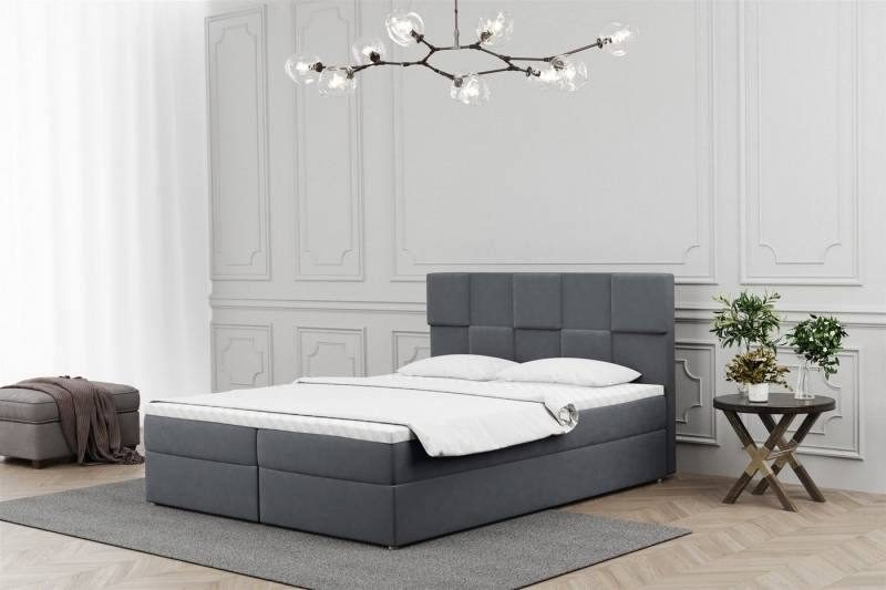 Fun Möbel Boxspringbett Schlafzimmerbett JOLIE in Stoff (auch in Überlänge erhältlich), inkl. Topper und Bettkästen von Fun Möbel