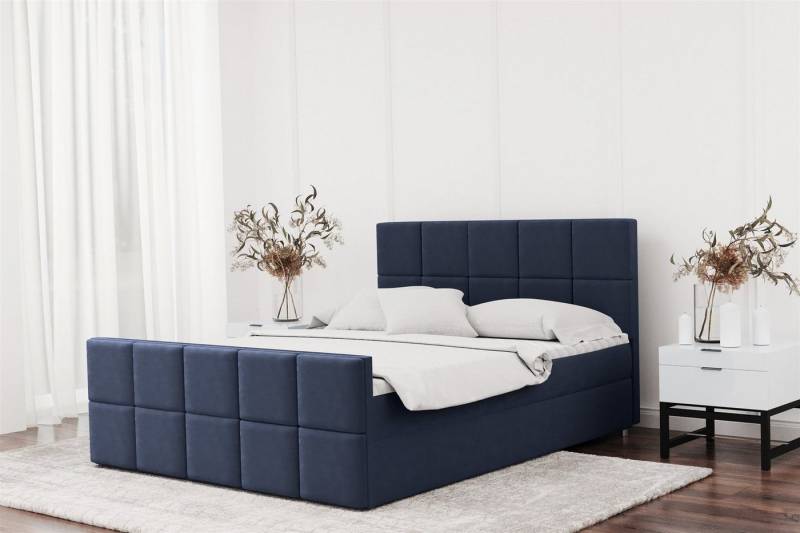 Fun Möbel Boxspringbett Schlafzimmerbett JOST Überlänge in Stoff Matt Velvet (auch in Standardlänge erhältlich), inkl. Bettkasten und Topper von Fun Möbel