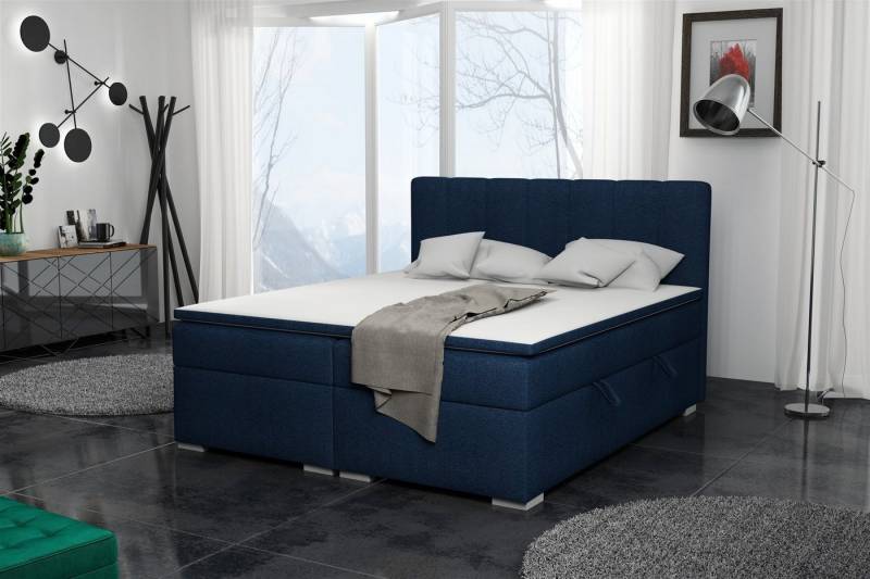 Fun Möbel Boxbett Schlafzimmerbett LAURIN (inkl. Bettkästen und Topper, Kunstleder oder Stoff), Beidseitig aufklappbare Bettkästen von Fun Möbel