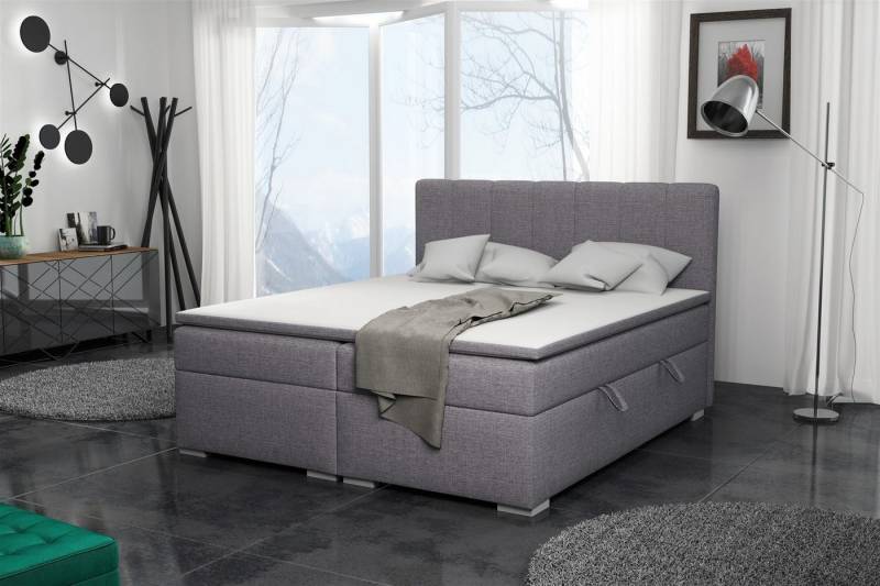 Fun Möbel Boxbett Schlafzimmerbett LAURIN (inkl. Bettkästen und Topper, Kunstleder oder Stoff), Beidseitig aufklappbare Bettkästen von Fun Möbel
