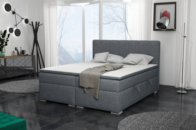 Fun Möbel Boxbett Schlafzimmerbett LAURIN (inkl. Bettkästen und Topper, Kunstleder oder Stoff), Beidseitig aufklappbare Bettkästen von Fun Möbel