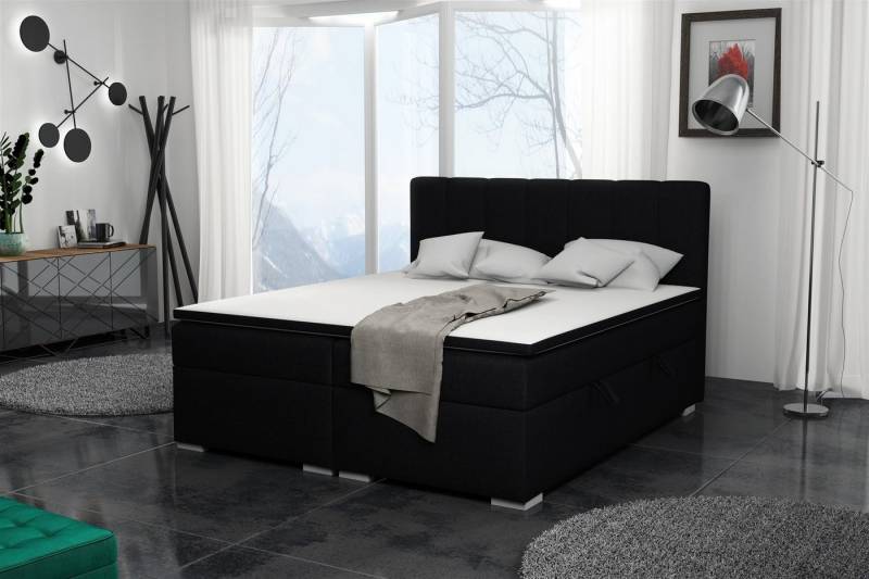 Fun Möbel Boxbett Schlafzimmerbett LAURIN (inkl. Bettkästen und Topper, Kunstleder oder Stoff), Beidseitig aufklappbare Bettkästen von Fun Möbel
