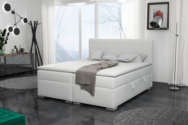 Fun Möbel Boxbett Schlafzimmerbett LAURIN (inkl. Bettkästen und Topper, Kunstleder oder Stoff), Beidseitig aufklappbare Bettkästen von Fun Möbel