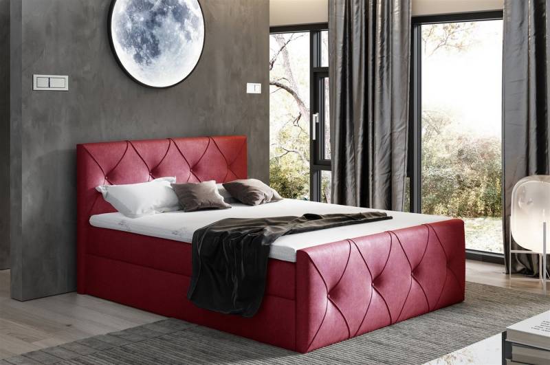 Fun Möbel Boxbett Schlafzimmerbett LEWIS LUX Überlänge in Stoff (inkl. Topper und Bettkästen, auch in Standardlänge erhältlich), gepolstertes Kopf- und Fußteil, gepolsterte Bettkästen von Fun Möbel