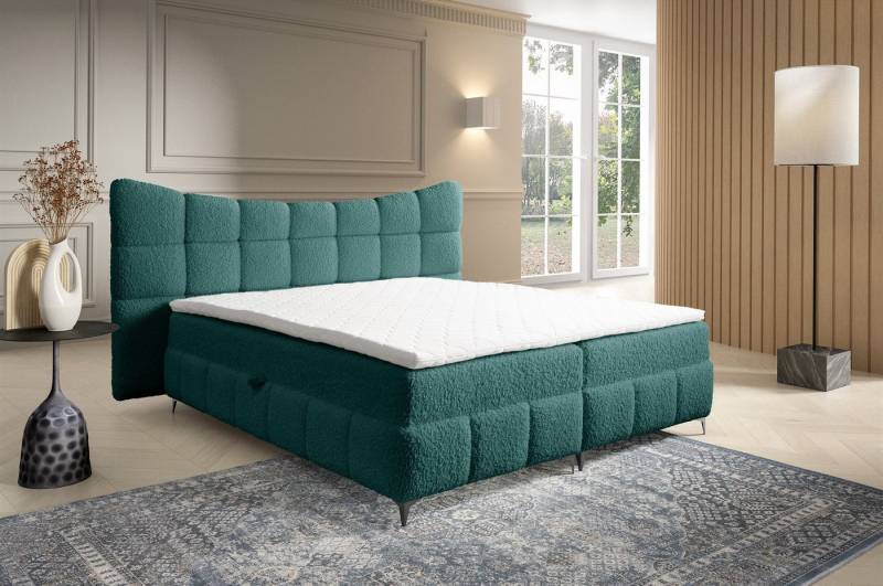 Fun Möbel Boxspringbett Schlafzimmerbett NOVA in Stoff Rolf (inkl. Kaltschaumtopper), 2 Bettkästen von Fun Möbel