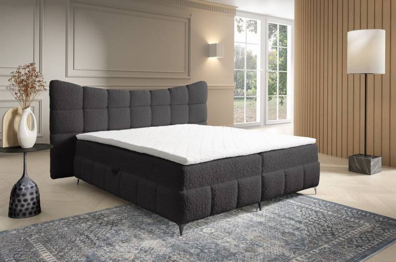 Fun Möbel Boxspringbett Schlafzimmerbett NOVA in Stoff Rolf (inkl. Kaltschaumtopper), 2 Bettkästen von Fun Möbel