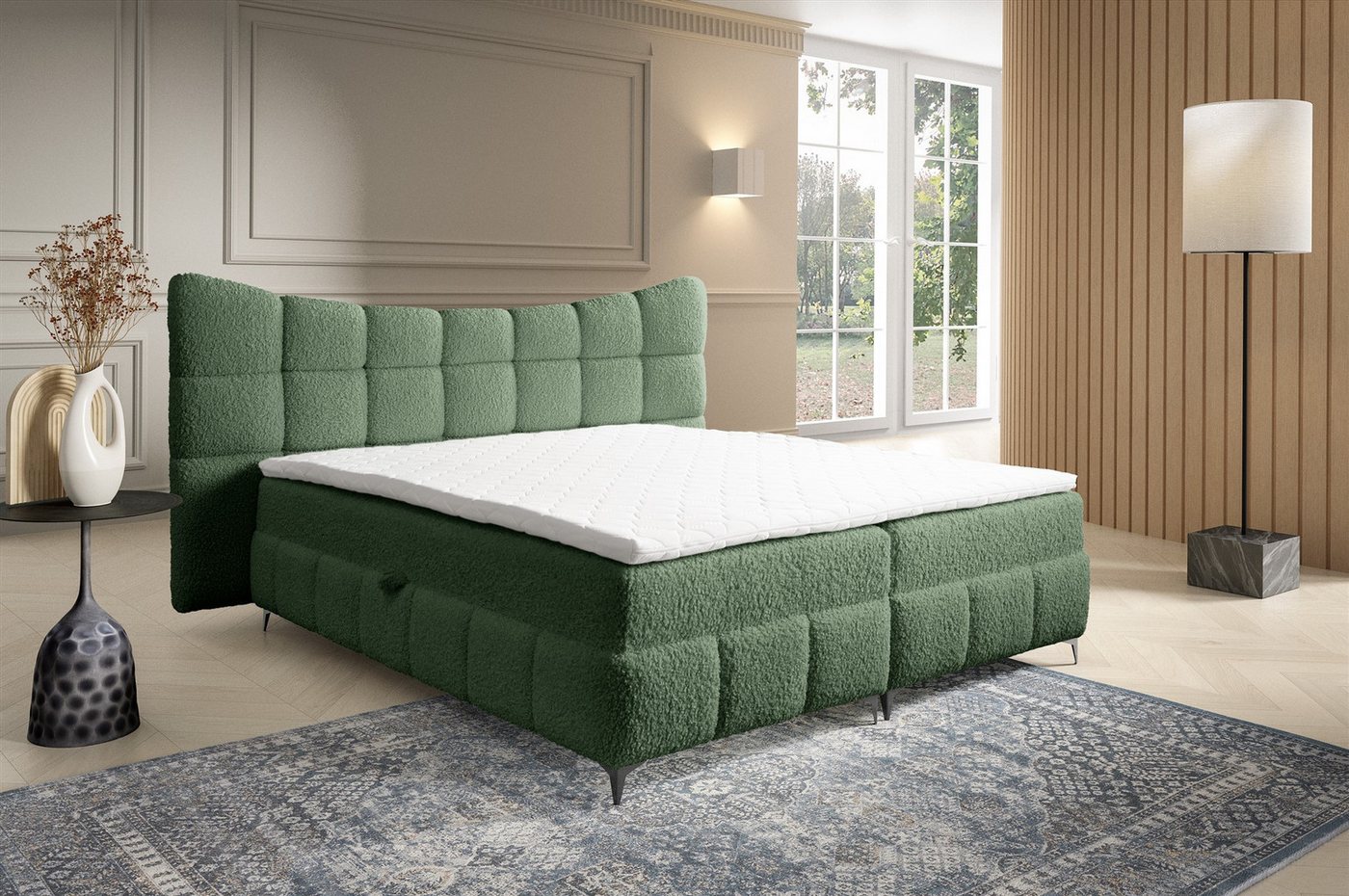 Fun Möbel Boxbett Schlafzimmerbett NOVA in Stoff Rolf (inkl. Kaltschaumtopper), 2 Bettkästen von Fun Möbel