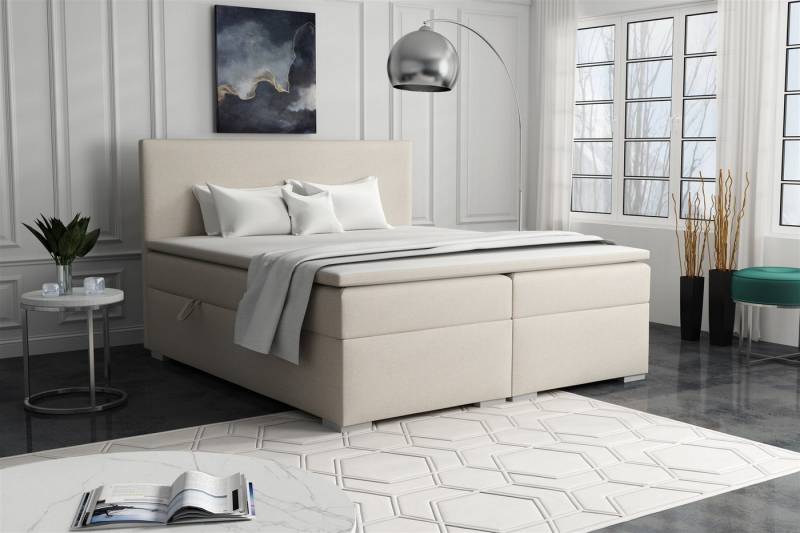 Fun Möbel Boxspringbett Schlafzimmerbett SOREL (inkl. Kaltschaumtopper, inkl. Bettkasten), in Stoff oder Kunstleder von Fun Möbel