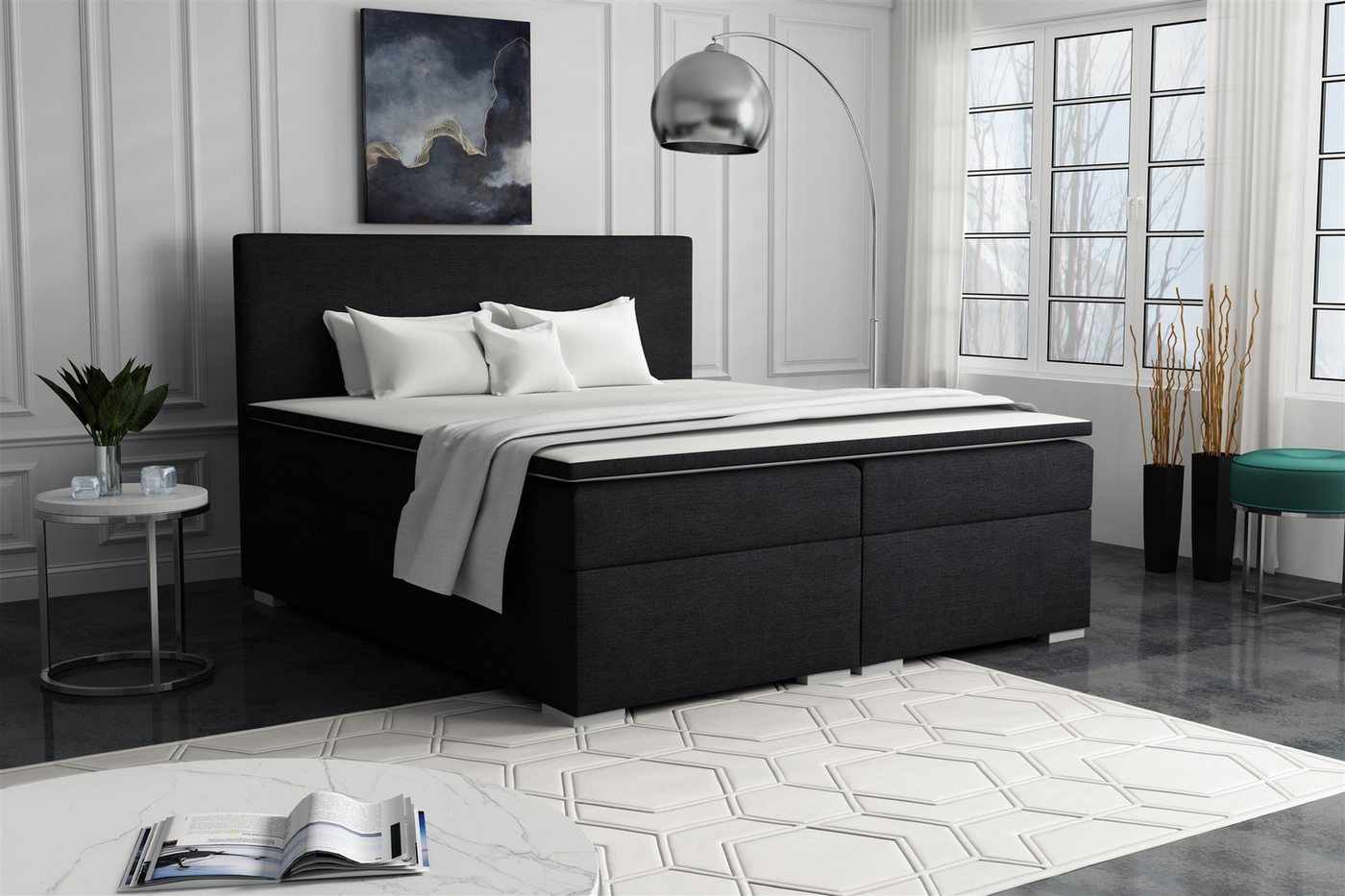 Fun Möbel Boxbett Schlafzimmerbett SOREL (inkl. Kaltschaumtopper, inkl. Bettkasten), in Stoff oder Kunstleder von Fun Möbel