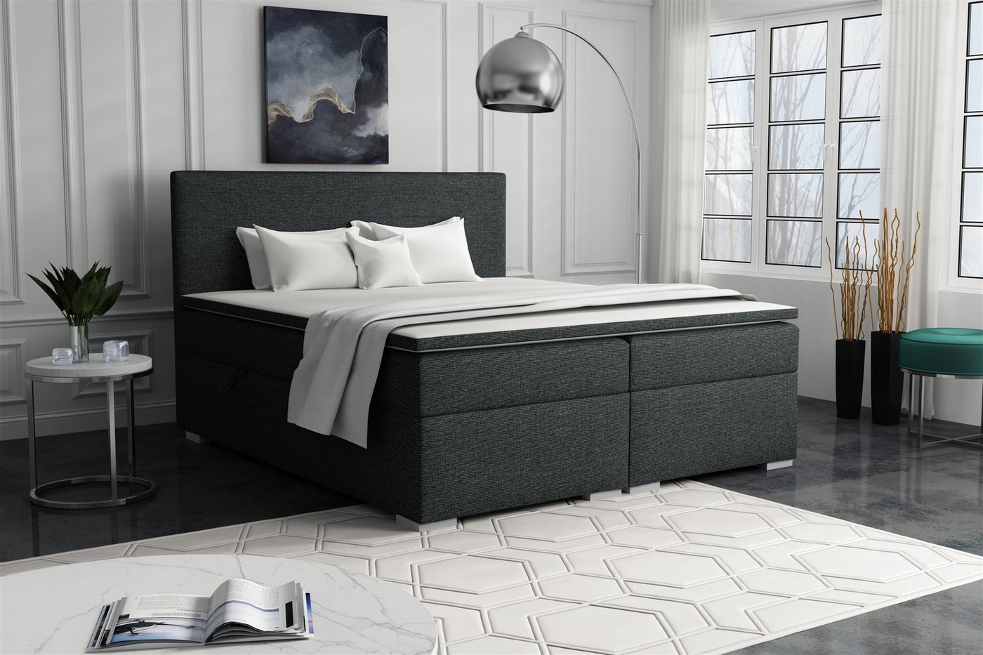 Fun Möbel Boxbett Schlafzimmerbett SOREL (inkl. Kaltschaumtopper, inkl. Bettkasten), in Stoff oder Kunstleder von Fun Möbel