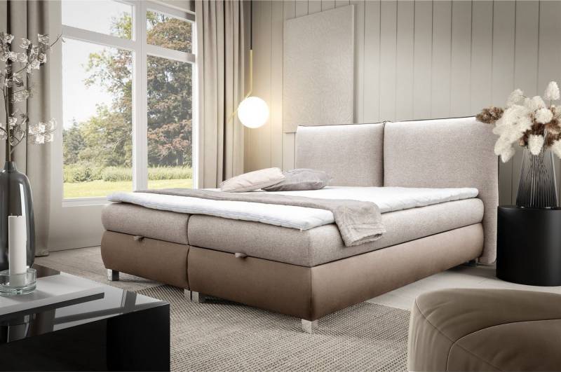 Fun Möbel Boxspringbett Schlafzimmerbett VALENTIN in Stoff (inkl. Topper), inkl. Bettkästen von Fun Möbel
