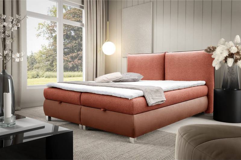Fun Möbel Boxspringbett Schlafzimmerbett VALENTIN in Stoff (inkl. Topper), inkl. Bettkästen von Fun Möbel