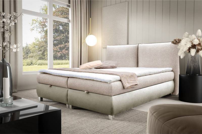 Fun Möbel Boxbett Schlafzimmerbett VALENTIN in Stoff (inkl. Topper), inkl. Bettkästen von Fun Möbel