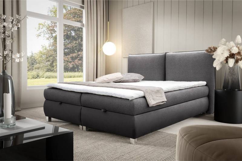 Fun Möbel Boxbett Schlafzimmerbett VALENTIN in Stoff (inkl. Topper), inkl. Bettkästen von Fun Möbel