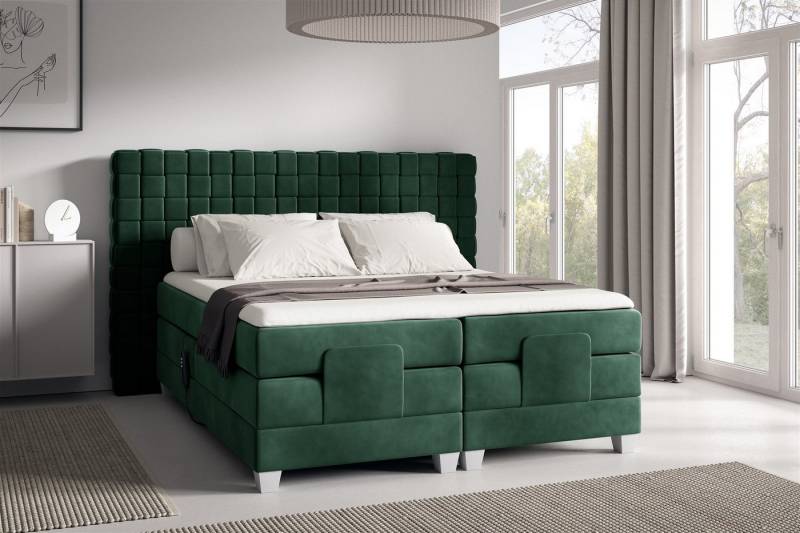 Fun Möbel Boxspringbett Schlafzimmerbett VIDAL Elektrisch in Stoff Fresh (inkl. Topper), Matratzen elektrisch verstellbar von Fun Möbel