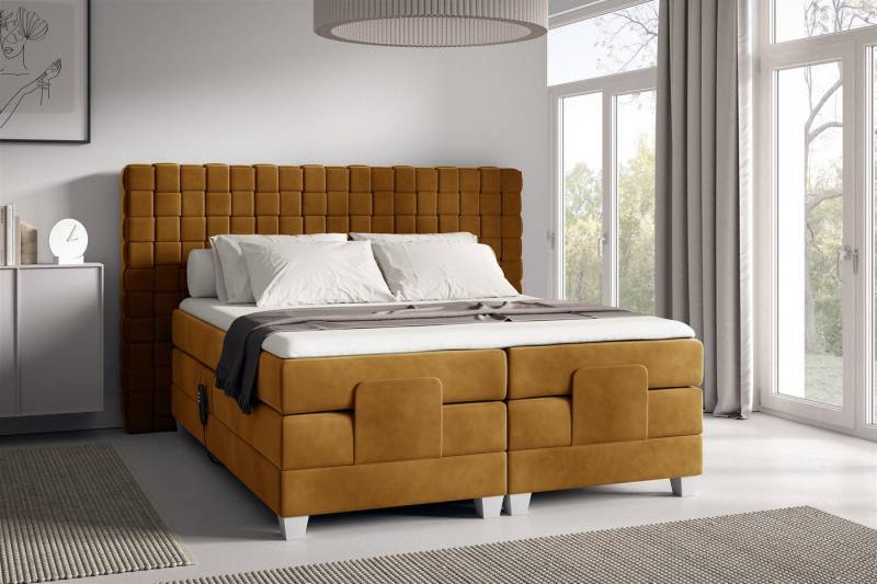 Fun Möbel Boxspringbett Schlafzimmerbett VIDAL Elektrisch in Stoff Fresh (inkl. Topper), Matratzen elektrisch verstellbar von Fun Möbel