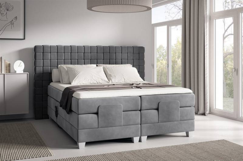 Fun Möbel Boxspringbett Schlafzimmerbett VIDAL Elektrisch in Stoff Fresh (inkl. Topper), Matratzen elektrisch verstellbar von Fun Möbel