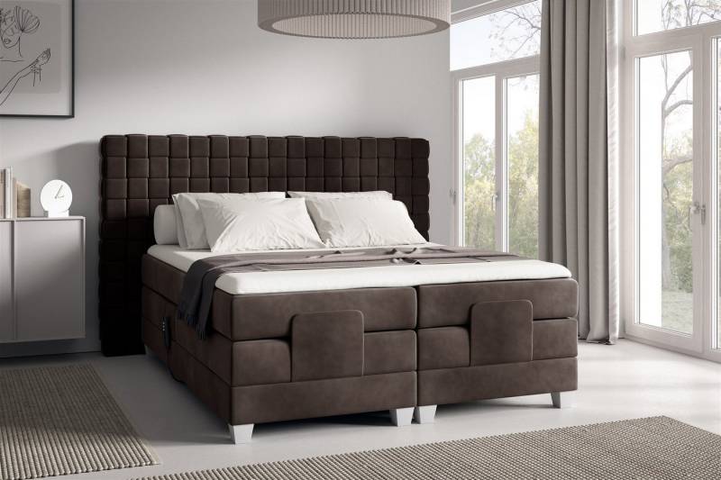 Fun Möbel Boxspringbett Schlafzimmerbett VIDAL Elektrisch in Stoff Fresh (inkl. Topper), Matratzen elektrisch verstellbar von Fun Möbel