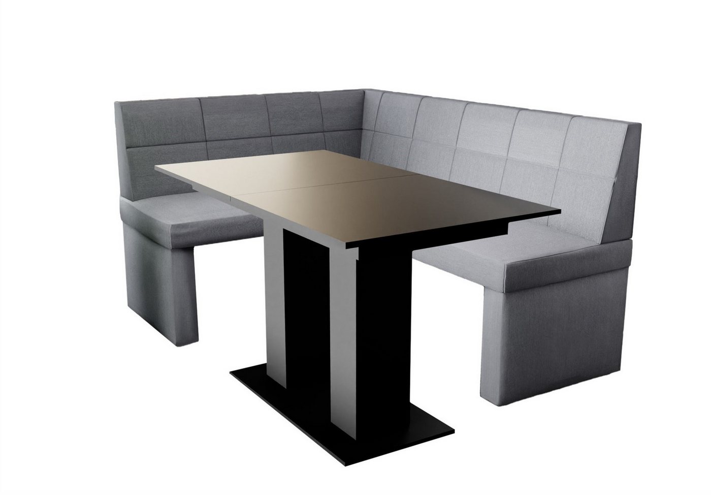 Fun Möbel Eckbankgruppe Eckbankgruppe „BLAKE“ Größe 168x128cm mit Tisch Schwarz, ausziehbarer Tisch von Fun Möbel