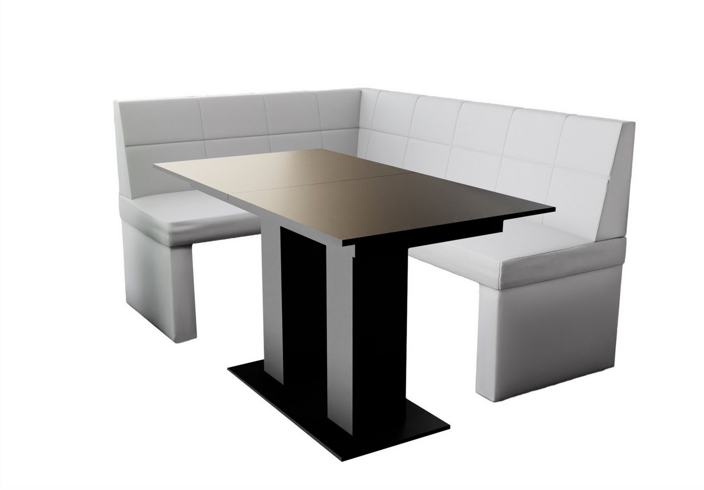 Fun Möbel Eckbankgruppe Eckbankgruppe „BLAKE“ Größe 168x128cm mit Tisch Schwarz, ausziehbarer Tisch von Fun Möbel