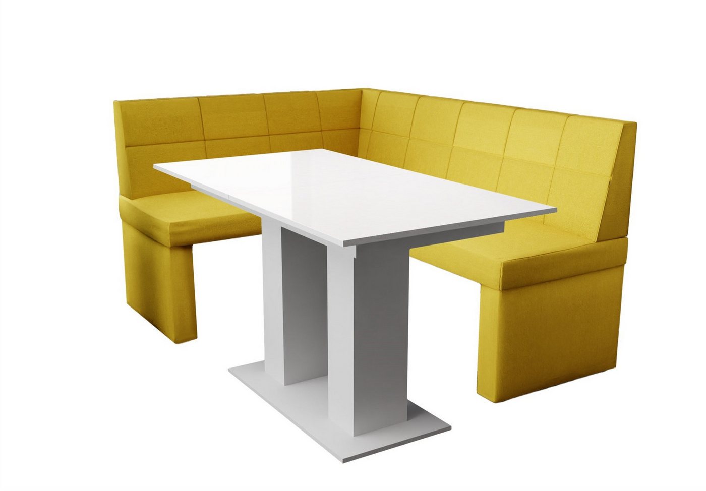 Fun Möbel Eckbankgruppe Eckbankgruppe „BLAKE“ Größe 168x128cm mit Tisch Weiß Hochglanz, ausziehbarer Tisch von Fun Möbel