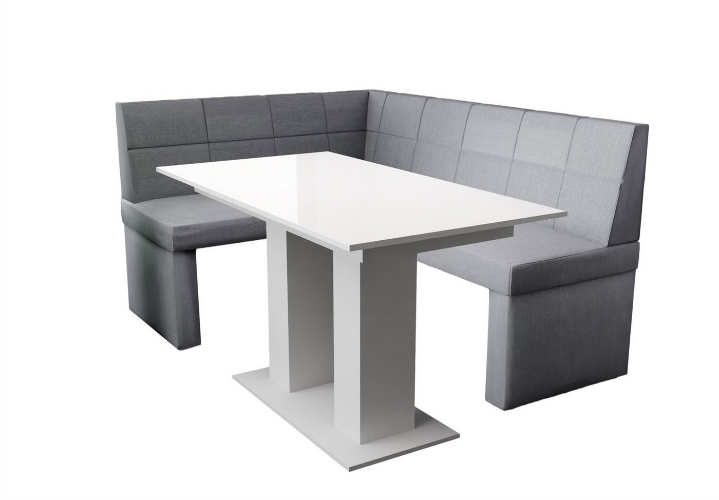 Fun Möbel Eckbankgruppe Eckbankgruppe „BLAKE“ Größe 168x128cm mit Tisch Weiß Hochglanz, ausziehbarer Tisch von Fun Möbel