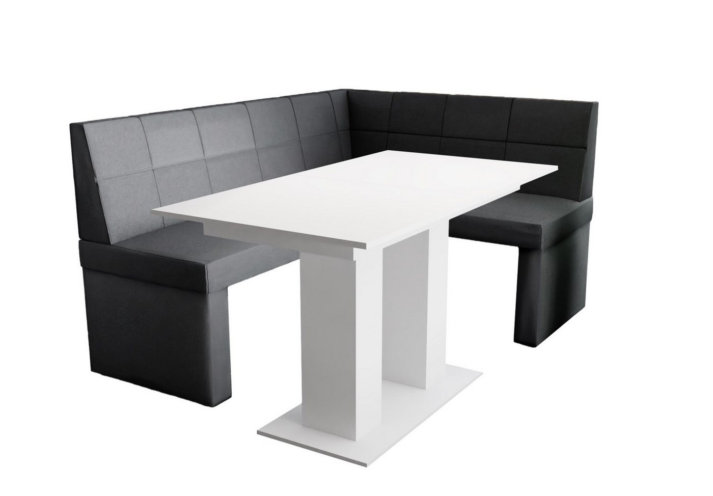 Fun Möbel Eckbankgruppe Eckbankgruppe „BLAKE“ Größe 168x128cm mit Tisch Weiß matt, ausziehbarer Tisch von Fun Möbel