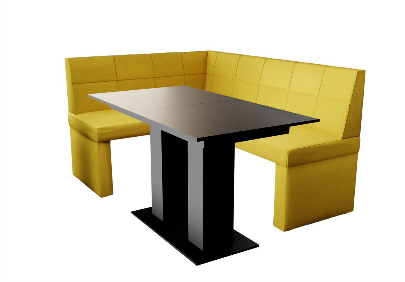 Fun Möbel Eckbankgruppe Eckbankgruppe „BLAKE XL“ Größe 196x142cm mit Tisch Schwarz matt, ausziehbarer Tisch Fun Möbel Eckbankgruppe Eckbankgruppe „BLAKE XL“ Größe 196x142cm mit Tisch Schwarz matt, ausziehbarer Tisch von Fun Möbel