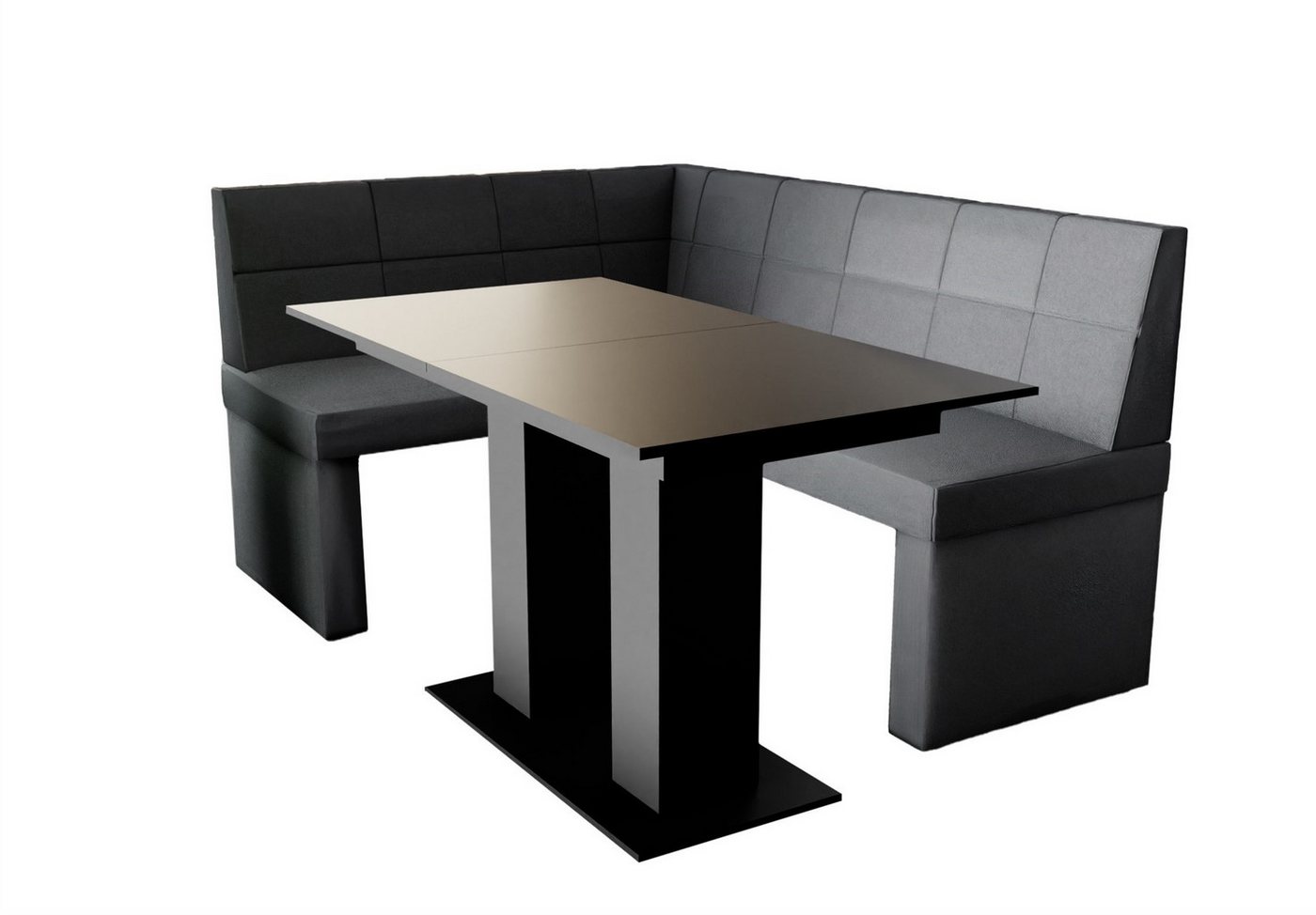 Fun Möbel Eckbankgruppe Eckbankgruppe „BLAKE XL“ Größe 196x142cm mit Tisch Schwarz matt, ausziehbarer Tisch von Fun Möbel