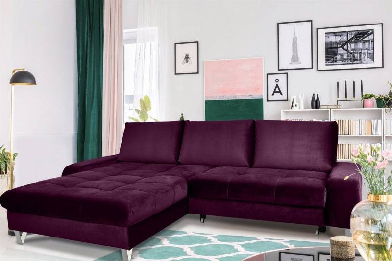Fun Möbel Ecksofa Couchgarnitur MAXIME Stoff Ottomane Li/Re, mit Schlaffunktion von Fun Möbel