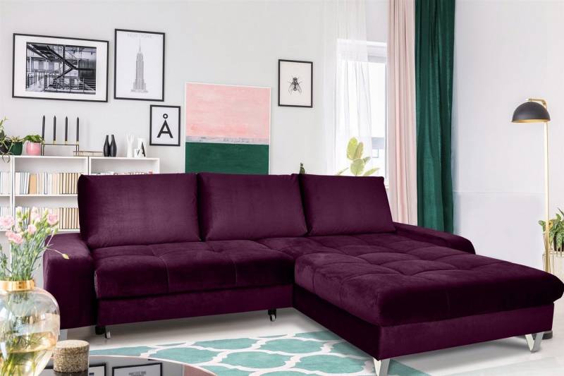 Fun Möbel Ecksofa Couchgarnitur MAXIME Stoff Ottomane Li/Re, mit Schlaffunktion von Fun Möbel