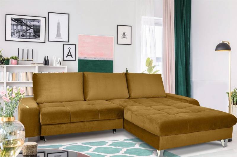Fun Möbel Ecksofa Couchgarnitur MAXIME Stoff Ottomane Li/Re, mit Schlaffunktion von Fun Möbel