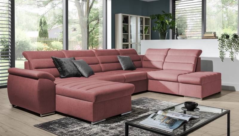 Fun Möbel Ecksofa Couchgarnitur PASCARA Stoff Esito mit Schlaffunktion Ottomane Re / Li, U-Form, mit Bettkasten von Fun Möbel