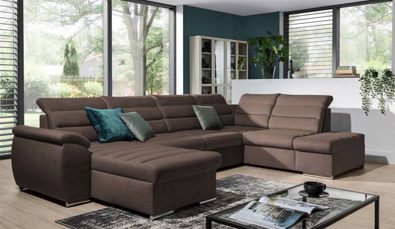 Fun Möbel Ecksofa Couchgarnitur PASCARA Stoff Esito mit Schlaffunktion Ottomane Re / Li, U-Form, mit Bettkasten von Fun Möbel
