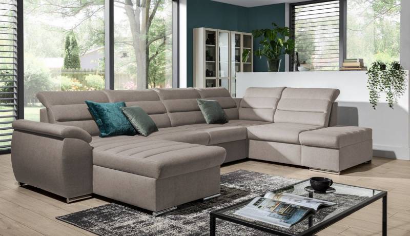 Fun Möbel Ecksofa Couchgarnitur PASCARA Stoff Esito mit Schlaffunktion Ottomane Re / Li, U-Form, mit Bettkasten von Fun Möbel