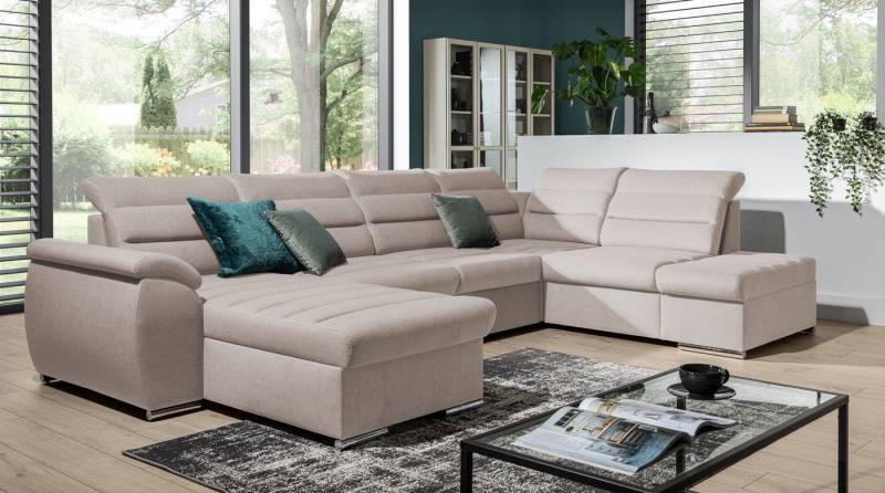 Fun Möbel Ecksofa Couchgarnitur PASCARA Stoff Esito mit Schlaffunktion Ottomane Re / Li, U-Form, mit Bettkasten von Fun Möbel
