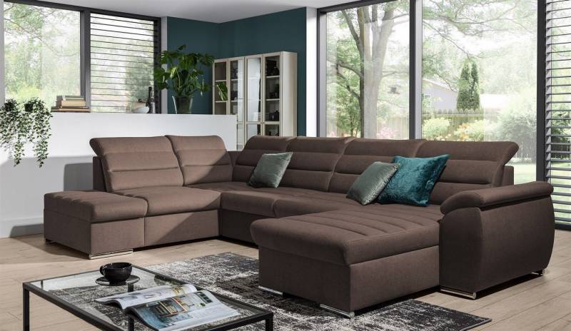 Fun Möbel Ecksofa Couchgarnitur PASCARA Stoff Esito mit Schlaffunktion Ottomane Re / Li, U-Form, mit Bettkasten von Fun Möbel