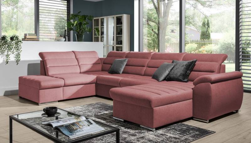 Fun Möbel Ecksofa Couchgarnitur PASCARA Stoff Esito mit Schlaffunktion Ottomane Re / Li, U-Form, mit Bettkasten von Fun Möbel