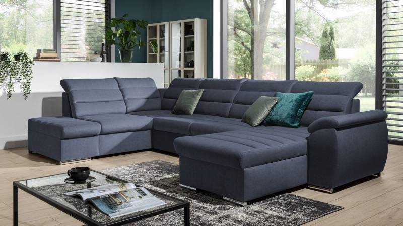 Fun Möbel Ecksofa Couchgarnitur PASCARA Stoff mit Schlaffunktion Ottomane Re / Li, U-Form, mit Bettkasten von Fun Möbel