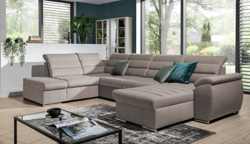 Fun Möbel Ecksofa Couchgarnitur PASCARA Stoff mit Schlaffunktion Ottomane Re / Li, U-Form, mit Bettkasten von Fun Möbel