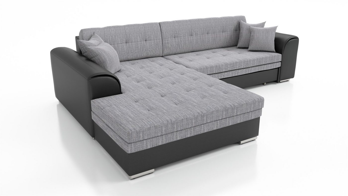 Fun Möbel Ecksofa Couchgarnitur SARRA Kunstleder/Stoff Ottomane Rechts oder Links, mit Schlaffunktion von Fun Möbel