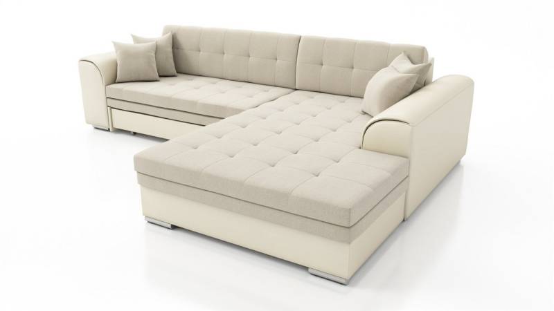 Fun Möbel Ecksofa Couchgarnitur SARRA Kunstleder/Stoff Ottomane Rechts oder Links, mit Schlaffunktion von Fun Möbel
