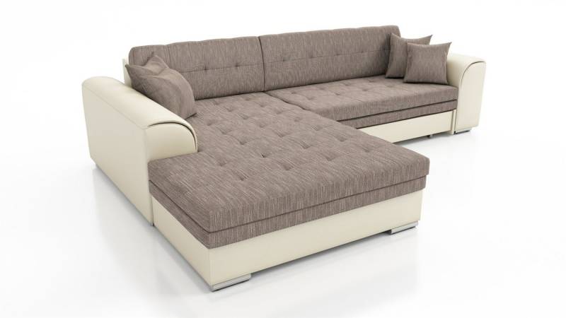 Fun Möbel Ecksofa Couchgarnitur SARRA Kunstleder/Stoff Ottomane Rechts oder Links, mit Schlaffunktion von Fun Möbel