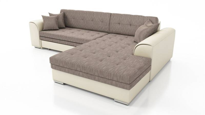 Fun Möbel Ecksofa Couchgarnitur SARRA Kunstleder/Stoff Ottomane Rechts oder Links, mit Schlaffunktion von Fun Möbel