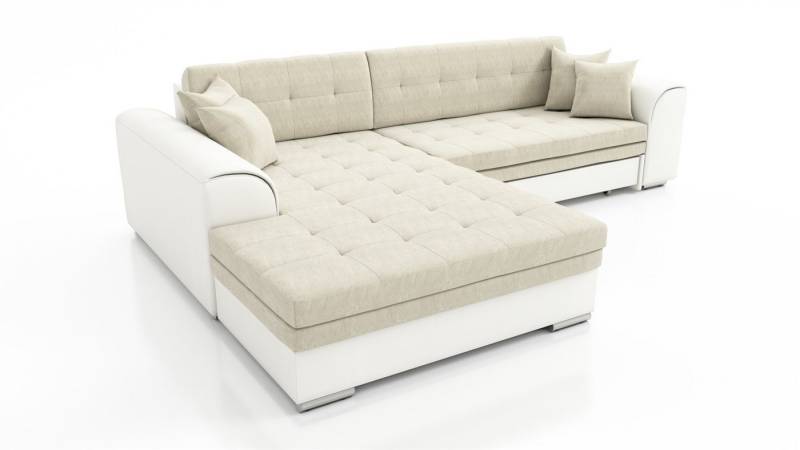 Fun Möbel Ecksofa Couchgarnitur SARRA Kunstleder/Stoff Ottomane Rechts oder Links, mit Schlaffunktion von Fun Möbel
