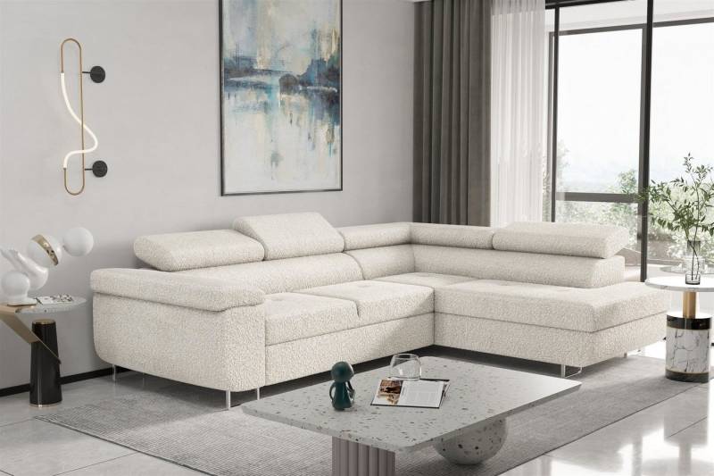 Fun Möbel Ecksofa Couchgarnitur Schlafsofa JADE mit Ottomane in Stoff Ascot, mit Rundumbezug, mit Schlaffunktion von Fun Möbel